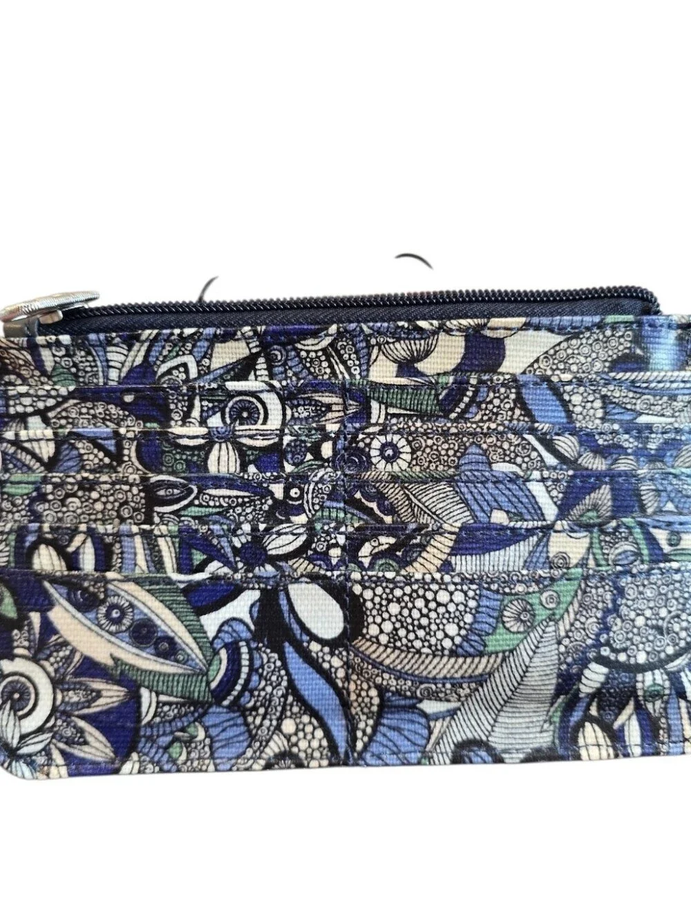Sakroots Spirit Desert Floral Navy Blue Glitter Card Organizer Zip Pouch